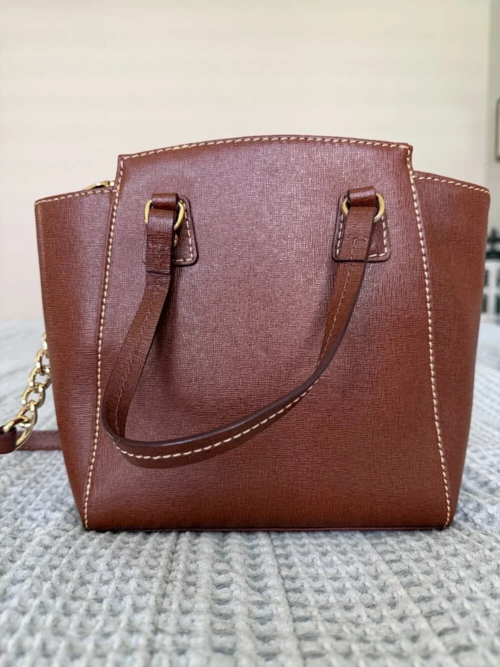 Saffiano Cara Satchel in Cognac